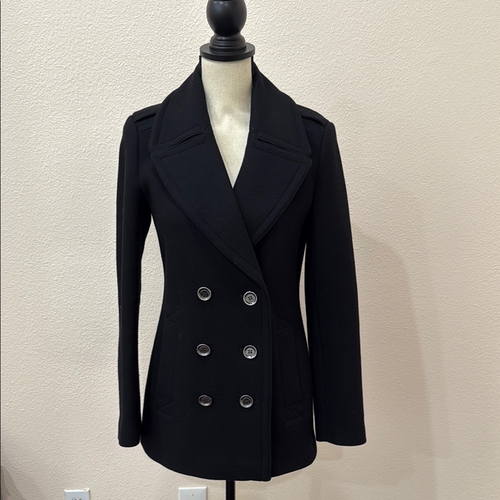 Burberry Black Peacoat Tailored Fit Timeless Design
